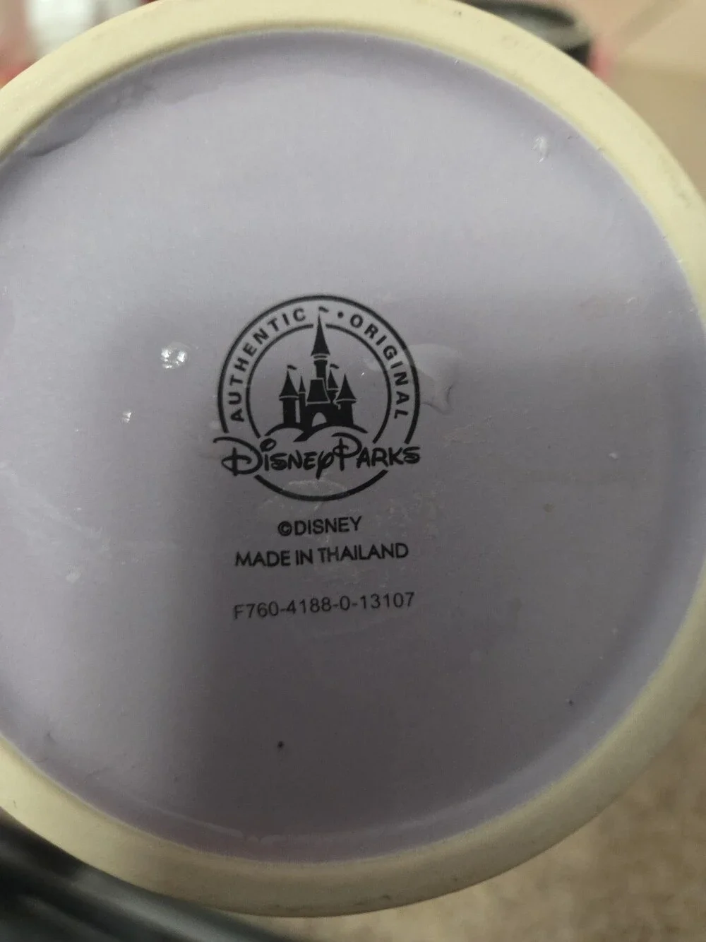 Disney Tinker Bell Mug Purple Stars Black Handle Used